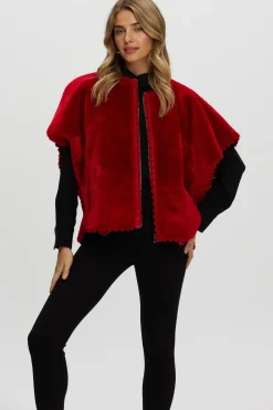 Reversible Select Shearling Lamb Collarless Jacket With Embroidered Trim