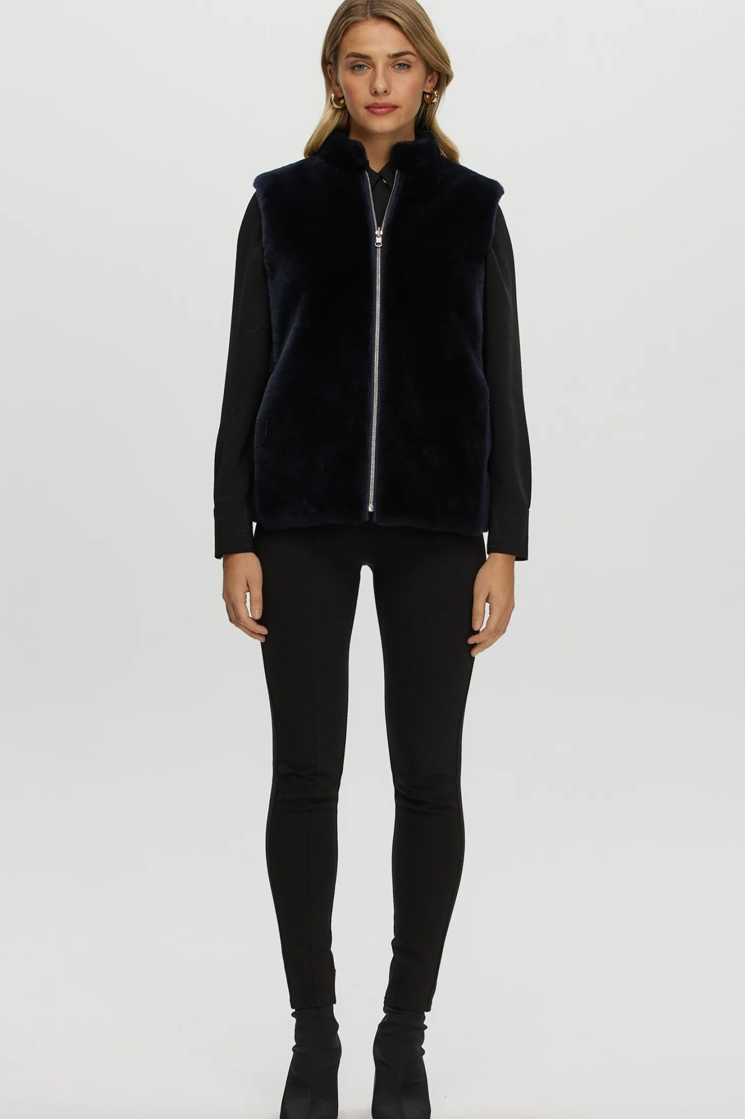 Reversible Select Shearling Lamb Vest With Loro Piana Cashmere & Wool Quilted Down Back