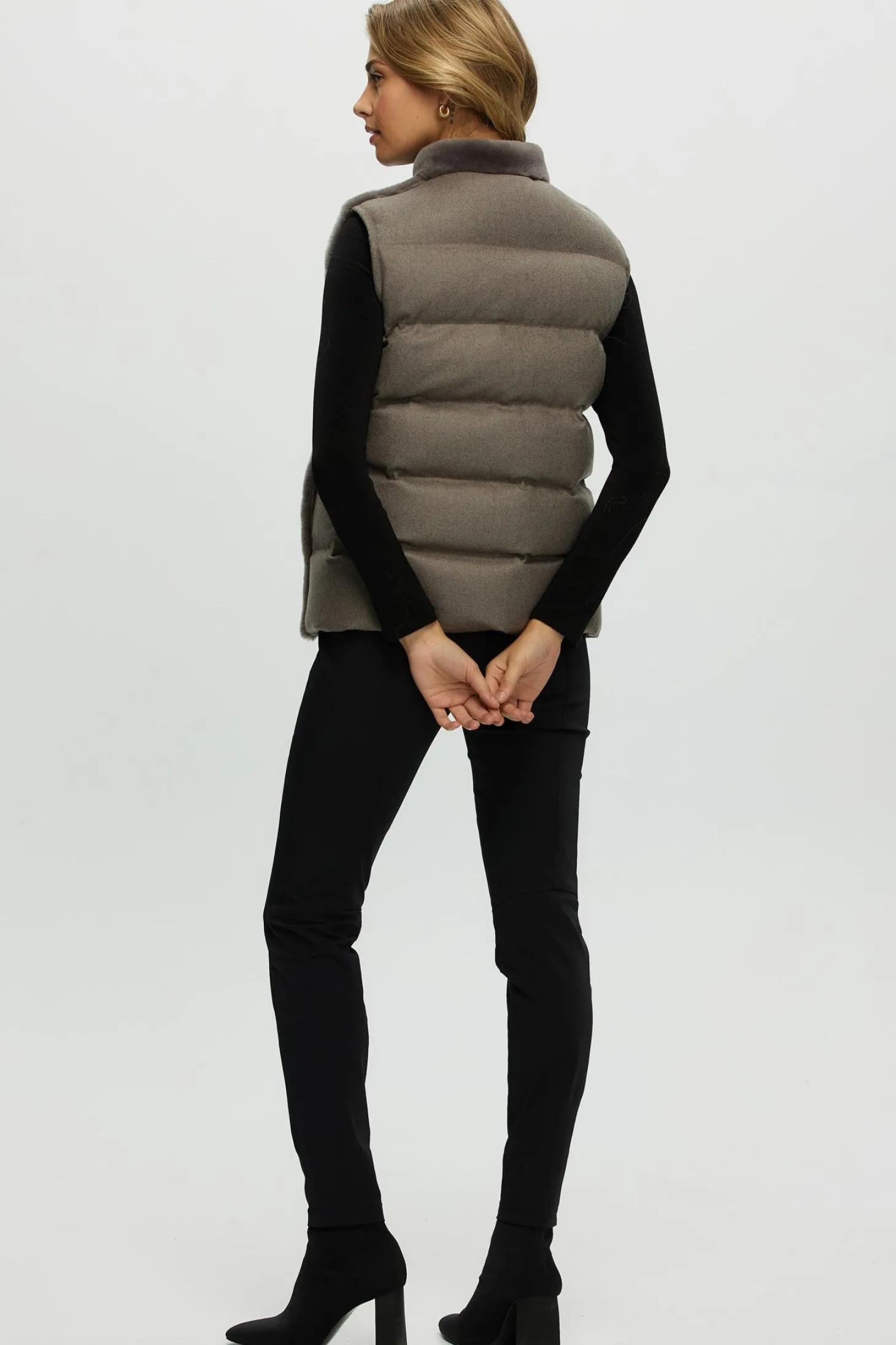 Reversible Select Shearling Lamb Vest With Loro Piana Cashmere & Wool Quilted Down Back