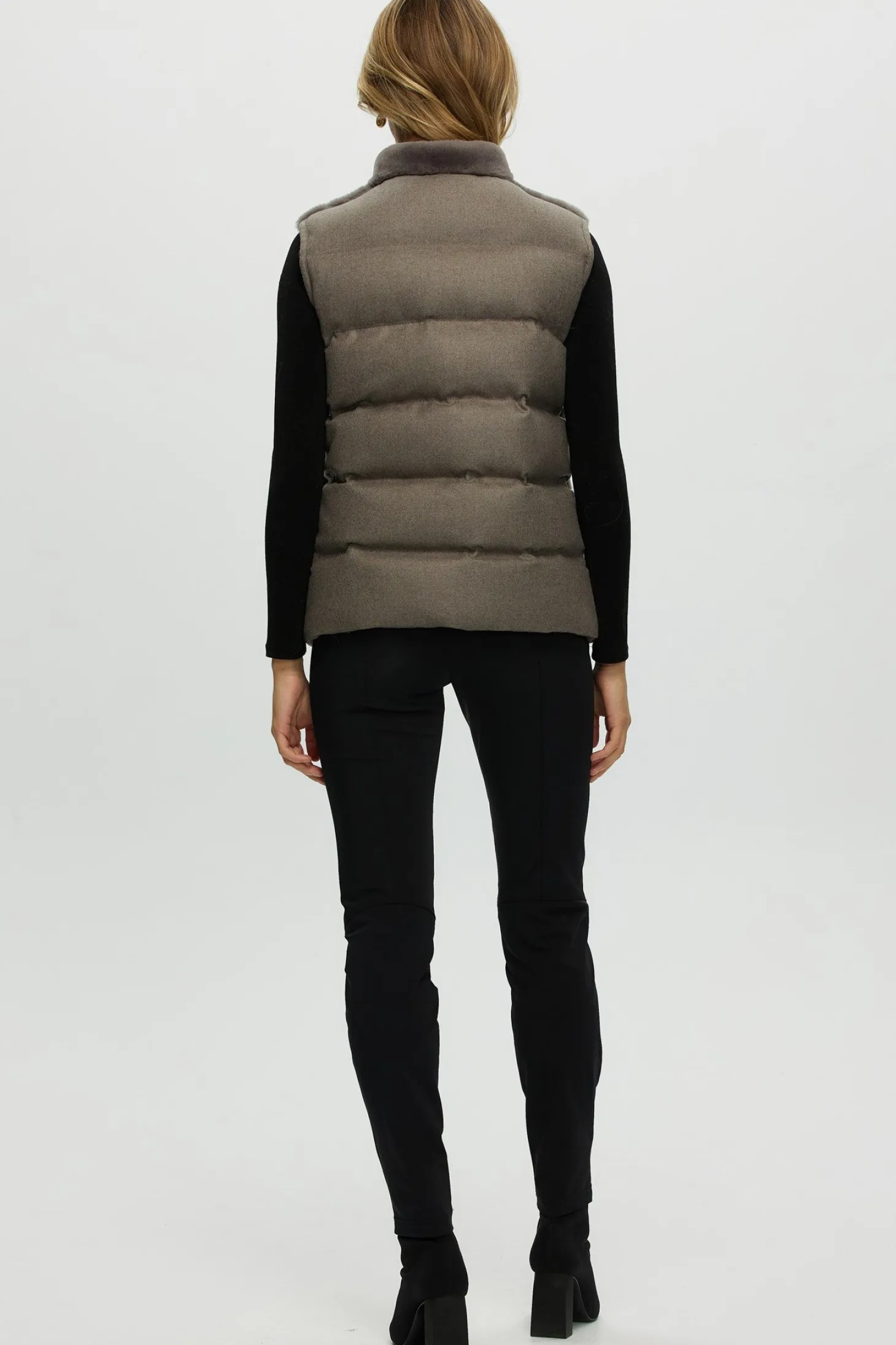 Reversible Select Shearling Lamb Vest With Loro Piana Cashmere & Wool Quilted Down Back