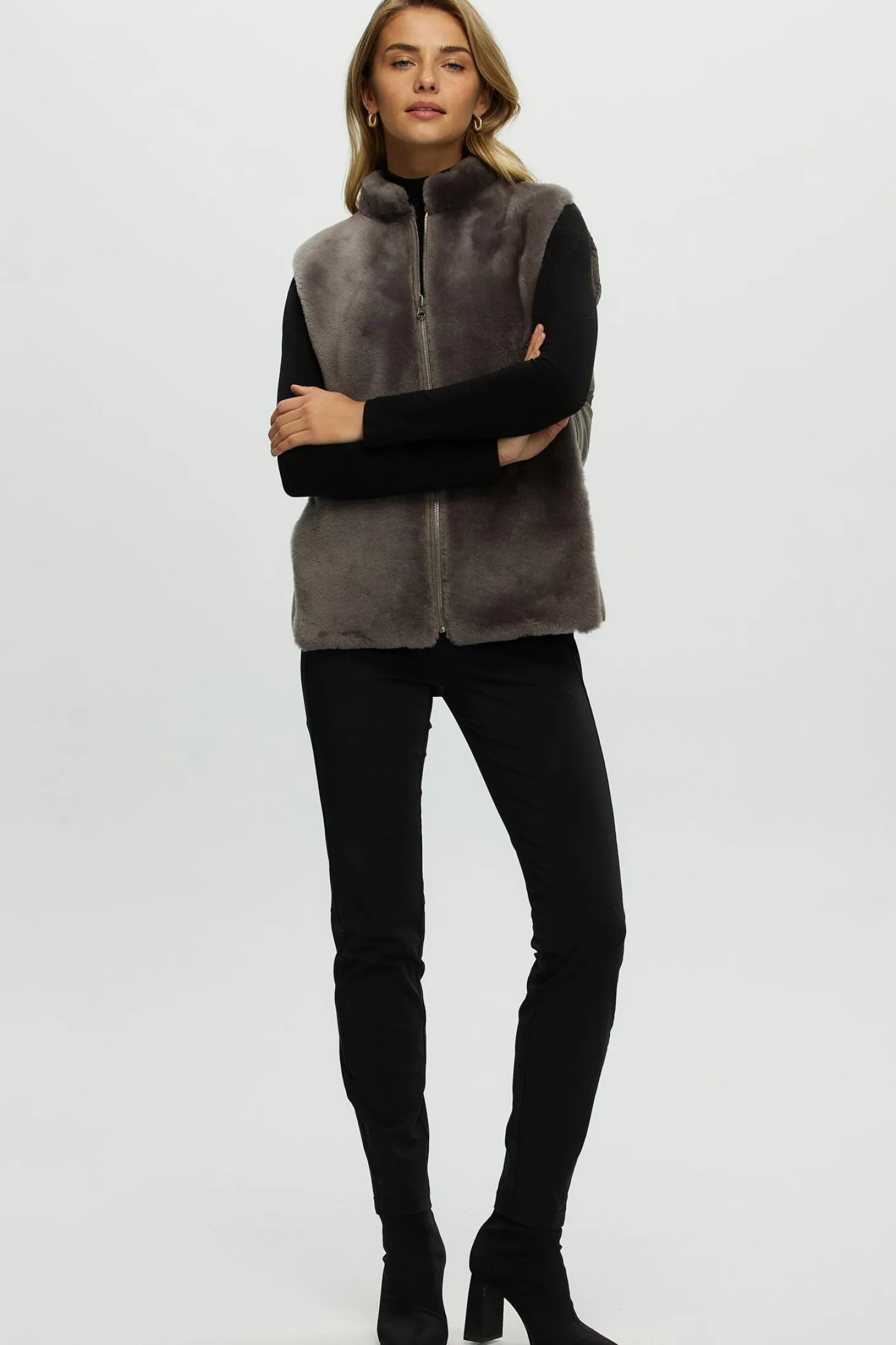 Reversible Select Shearling Lamb Vest With Loro Piana Cashmere & Wool Quilted Down Back