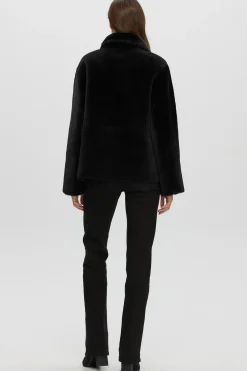 Reversible Select Shearling Lamb Jacket With Embroidered Trim