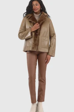 Reversible Select Shearling Lamb Jacket With Embroidered Trim