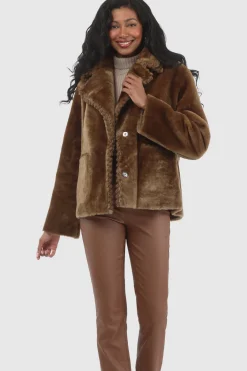 Reversible Select Shearling Lamb Jacket With Embroidered Trim