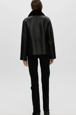 Reversible Select Shearling Lamb Jacket With Embroidered Trim