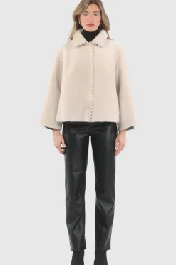 Reversible Select Shearling Jacket With Embroiderd Trim