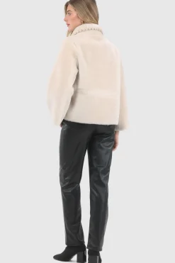 Reversible Select Shearling Jacket With Embroiderd Trim