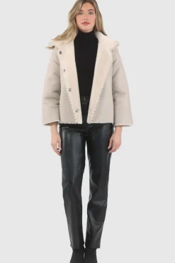 Reversible Select Shearling Jacket With Embroiderd Trim