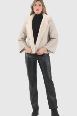 Reversible Select Shearling Jacket With Embroiderd Trim