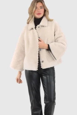 Reversible Select Shearling Jacket With Embroiderd Trim
