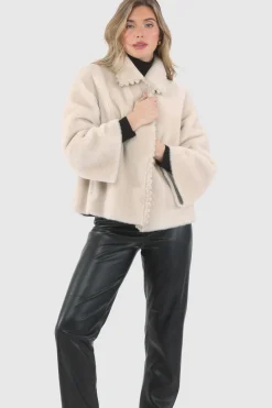 Reversible Select Shearling Jacket With Embroiderd Trim