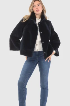 Reversible Select Shearling Jacket With Embroiderd Trim