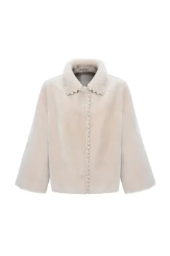 Reversible Select Shearling Jacket With Embroiderd Trim