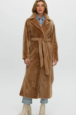 Reversible Select Shearling Lamb Coat With Side Slits And Belt