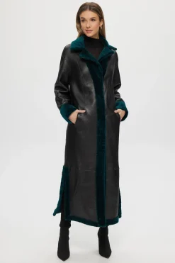 Reversible Select Shearling Lamb Coat With Side Slits And Belt