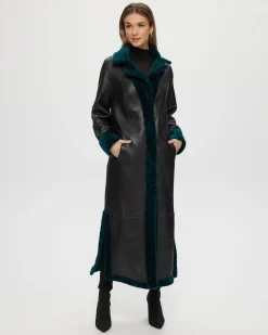 Reversible Select Shearling Lamb Coat With Side Slits And Belt
