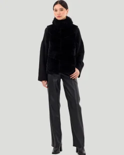 Reversible Shearling Lamb Vest With Select Cashmere Goat Collar