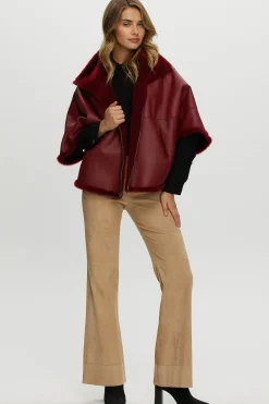 Reversible Shearling Lamb Short Sleeve Zip Cape