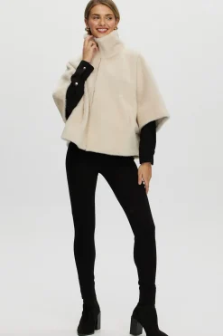 Reversible Shearling Lamb Short Sleeve Zip Cape