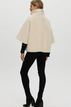 Reversible Shearling Lamb Short Sleeve Zip Cape