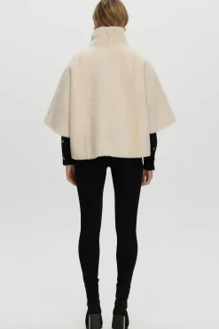 Reversible Shearling Lamb Short Sleeve Zip Cape