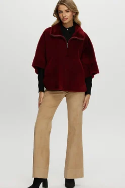 Reversible Shearling Lamb Short Sleeve Zip Cape