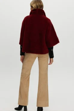 Reversible Shearling Lamb Short Sleeve Zip Cape