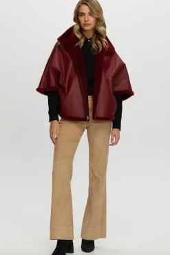 Reversible Shearling Lamb Short Sleeve Zip Cape