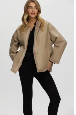 Reversible Shearling Lamb Collarless Jacket