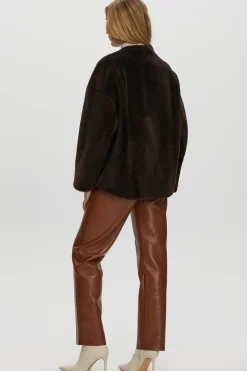 Reversible Shearling Lamb Collarless Jacket