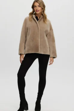 Reversible Shearling Lamb Collarless Jacket