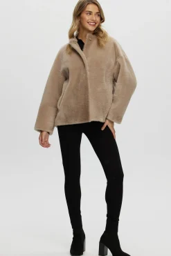 Reversible Shearling Lamb Collarless Jacket