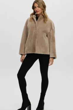 Reversible Shearling Lamb Collarless Jacket