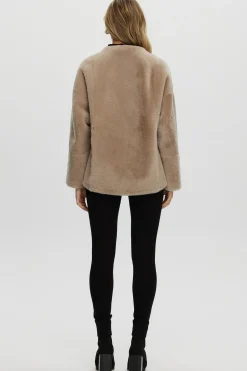 Reversible Shearling Lamb Collarless Jacket