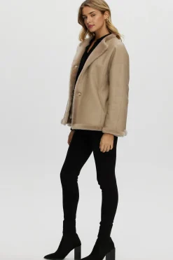 Reversible Shearling Lamb Collarless Jacket