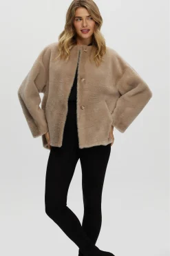 Reversible Shearling Lamb Collarless Jacket