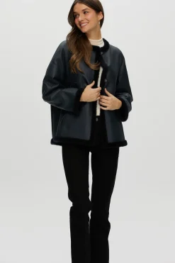 Reversible Shearling Lamb Collarless Jacket