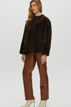 Reversible Shearling Lamb Collarless Jacket