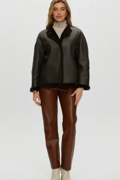 Reversible Shearling Lamb Collarless Jacket
