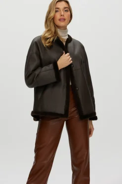 Reversible Shearling Lamb Collarless Jacket