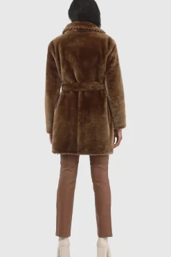 REVERSIBLE SHEARLING LAMB JACKET  WITH EMBROIDERD TRIM, BELT