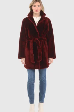 REVERSIBLE SHEARLING LAMB JACKET  WITH EMBROIDERD TRIM, BELT