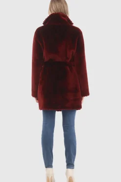 REVERSIBLE SHEARLING LAMB JACKET  WITH EMBROIDERD TRIM, BELT