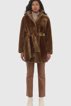 REVERSIBLE SHEARLING LAMB JACKET  WITH EMBROIDERD TRIM, BELT