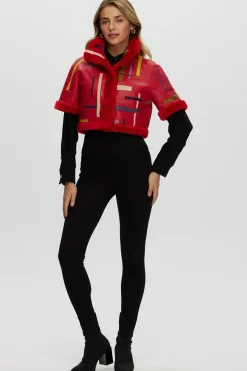 Reversible Shearling Lamb Bolero With Cropped Sleeves