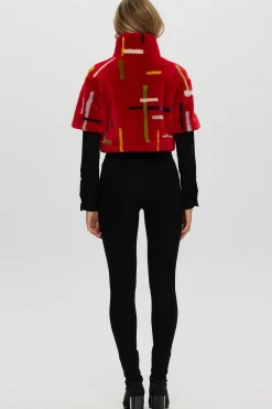 Reversible Shearling Lamb Bolero With Cropped Sleeves