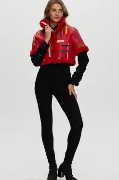 Reversible Shearling Lamb Bolero With Cropped Sleeves