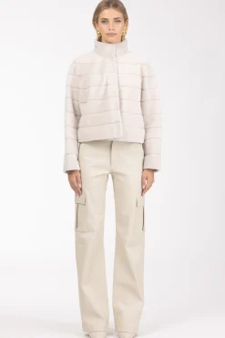 Reversible Textured Shearling Lamb Jacket