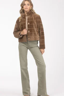 Reversible Textured Shearling Lamb Jacket