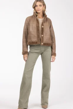 Reversible Textured Shearling Lamb Jacket